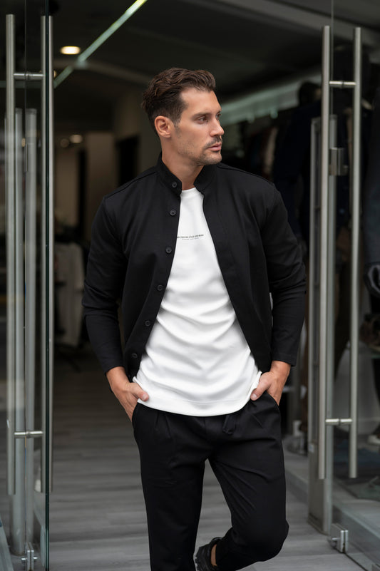 Πουκάμισο Reckless Μαύρο με Μάο Γιακά