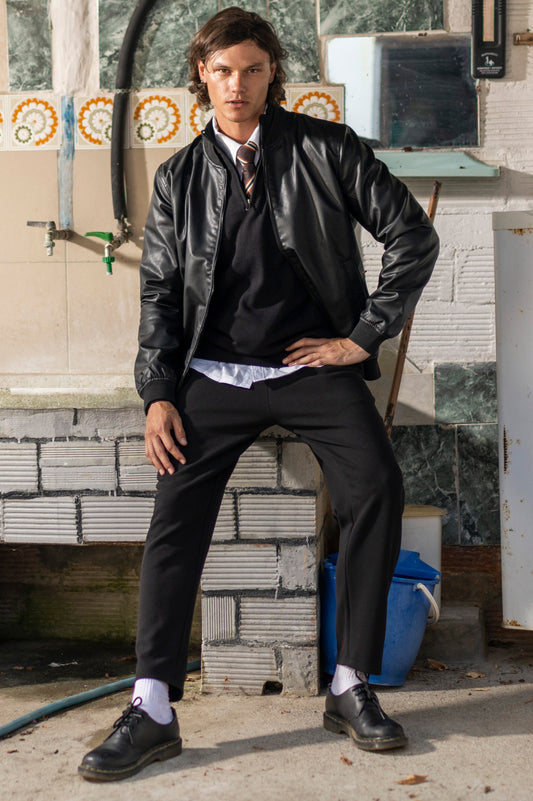 Μπουφάν Δερματίνη Rebase Μαύρο